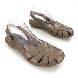 Naturalizer Cyrus Comfort Leather Bronze Metallic Slingback Sandals Women Sz 10N